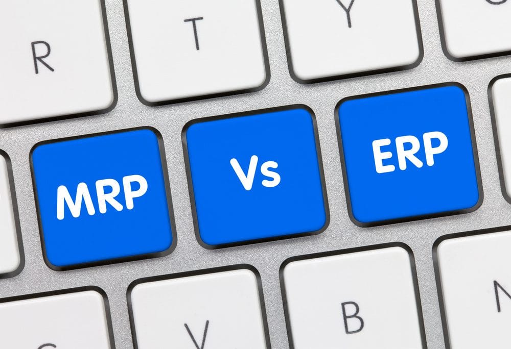 Teclas de notebook escrito MRP vs ERP