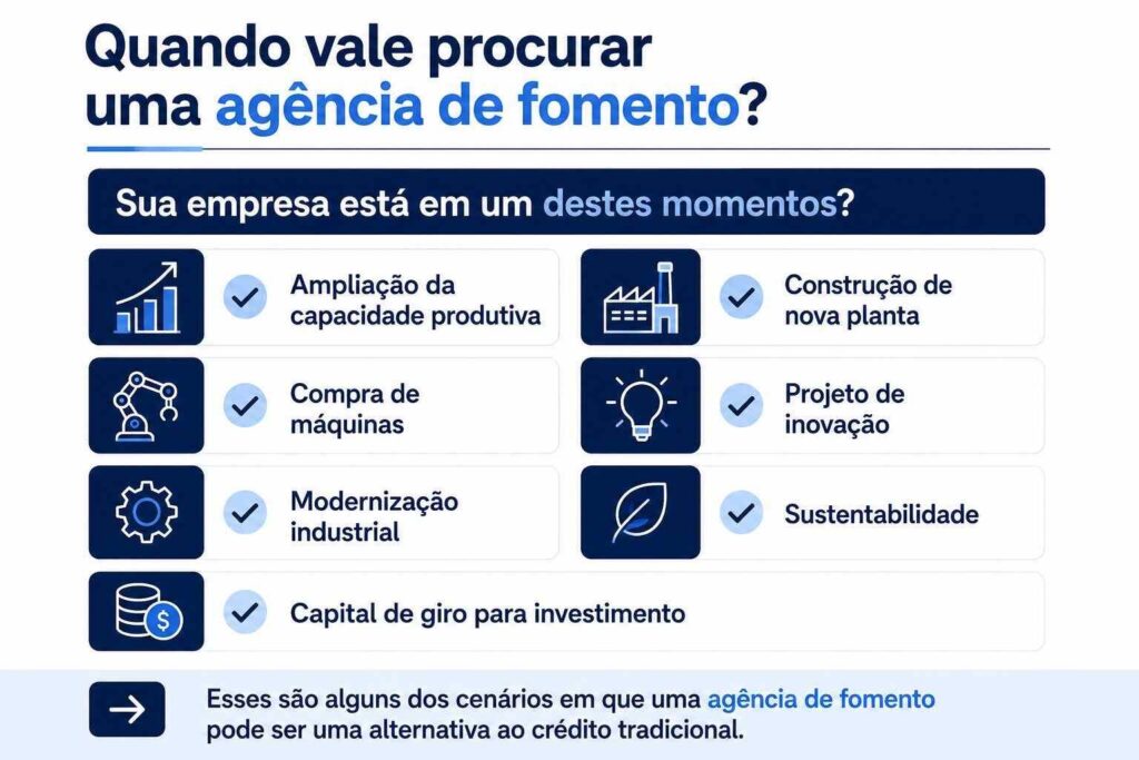 Orientação sobre quando buscar agência de fomento
